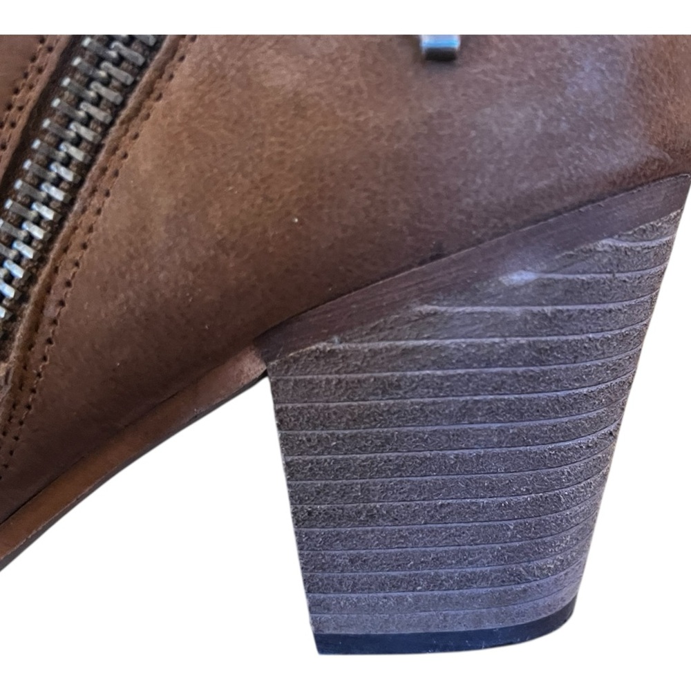 DOLCE VITA Jaeger Nubuck Leather Double Zip Bootie Teak Block Heel - Picture 8 of 15